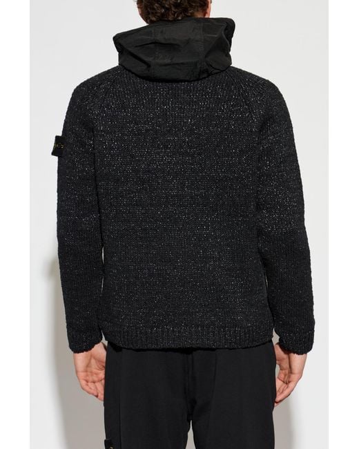 Stone Island Black Jacket With Logo Patch for men