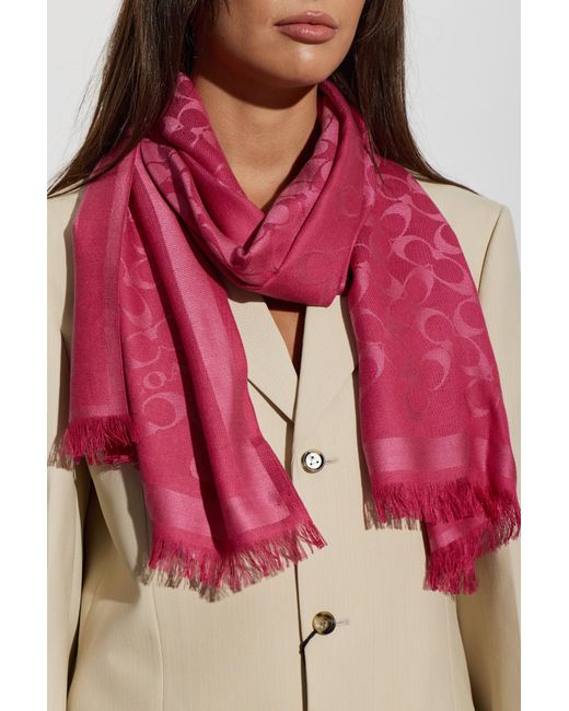 COACH Red Scarf With Monogram