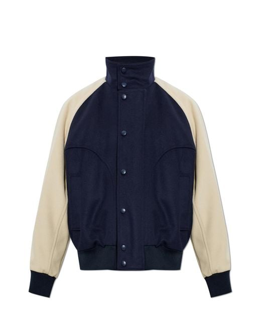 Balmain Blue Wool Bomber Jacket for men
