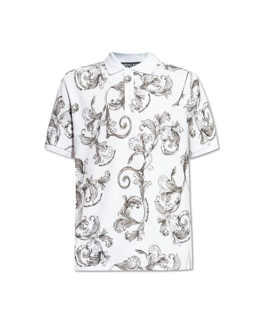 Versace Jeans Couture Blue Polo With Barocco Print for men