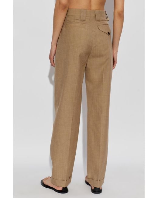 Versace Natural Wool Pleated Trousers