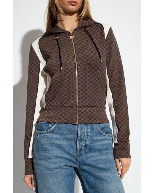 Balmain Monogram Hoodie in Brown