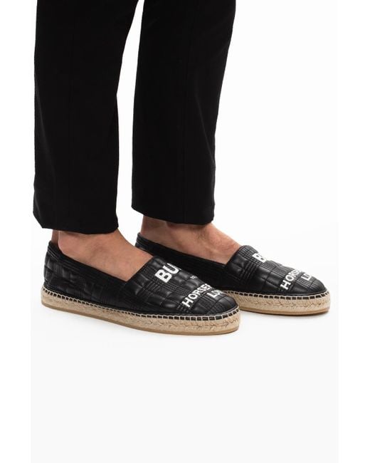 Burberry Horseferry print Quilted Leather Espadrilles in Black for