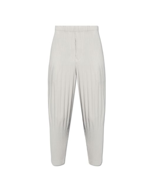 Homme Plissé Issey Miyake White Pleated Trousers, for men