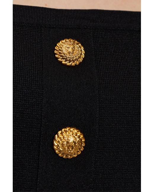 Balmain Black Short Spaghetti Strap Top