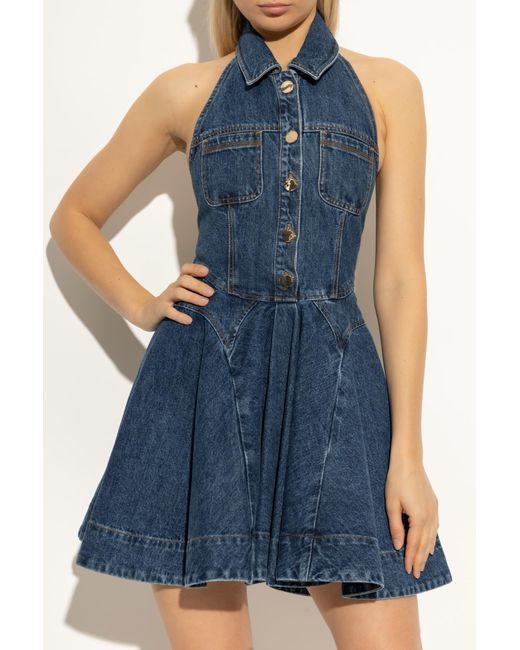 Self-Portrait Blue Denim Dress With Open Back