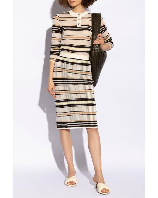 Bottega Veneta Natural Striped Pattern Skirt