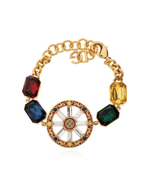 Dolce & Gabbana Metallic Bracelet With Shimmering Crystals