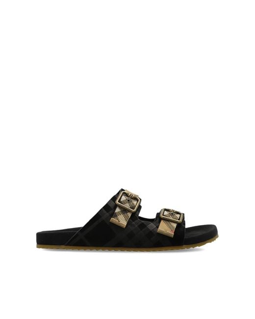 Burberry Black Flip-Flops With Logo for men