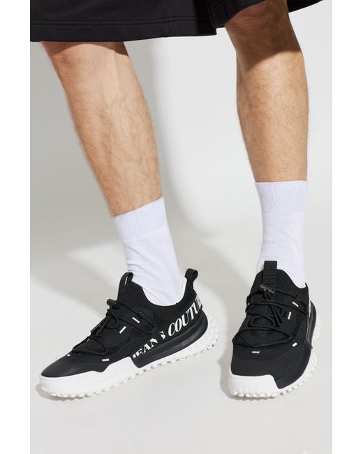 Versace Jeans Couture Black Sports Shoes With Printed Logo for men