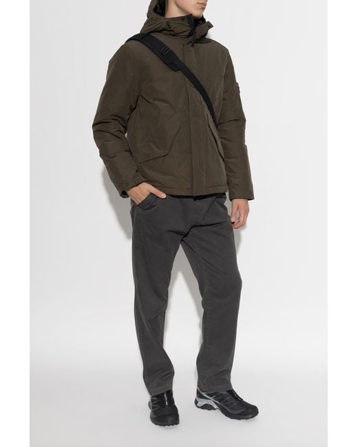 Stone Island Brown Insulated Jacket With Logo Patch for men