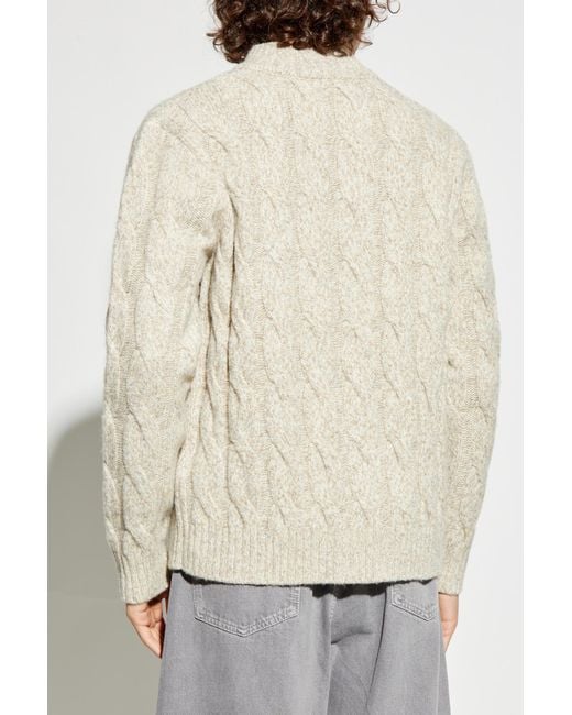 Eleventy White Wool Cardigan With Decorative Knit for men