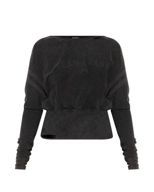 M I S B H V Black T-Shirt With Logo
