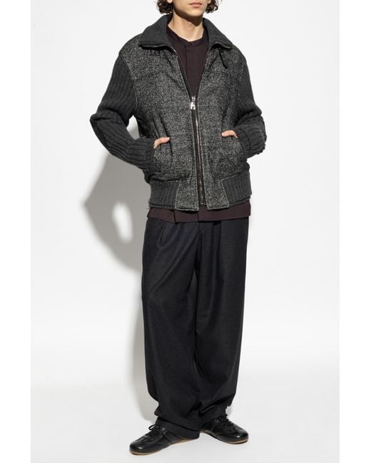 Dolce & Gabbana Black Jacket With A Herringbone Pattern for men