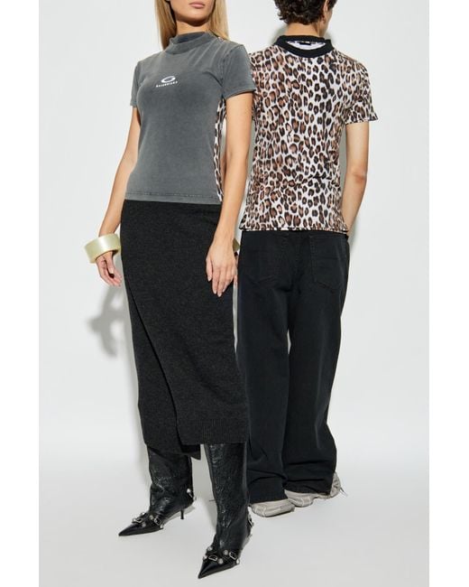 [バレンシアガ]Balenciaga GREY T-shirt with pattern Balenciaga T-Shirt Made Of Combined Materials in Gray | Lyst
