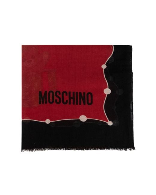 Moschino Red Wool Scarf With Logo