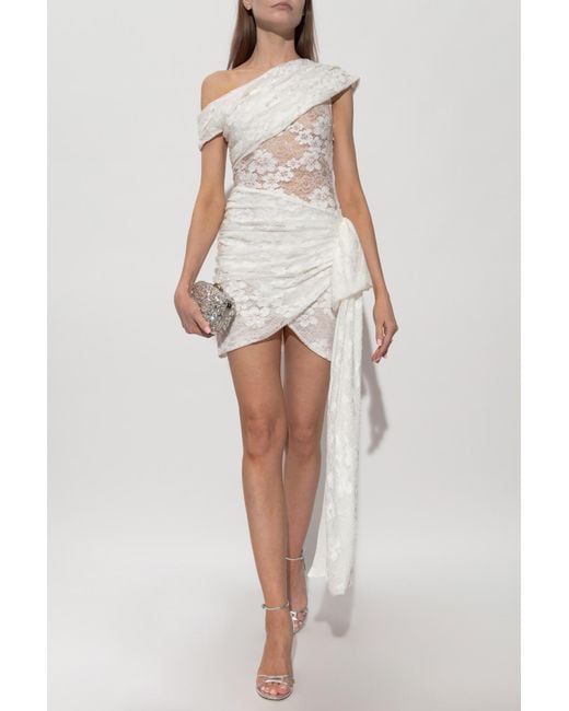 Self-Portrait White Lace Dress With Shimmering Sequins