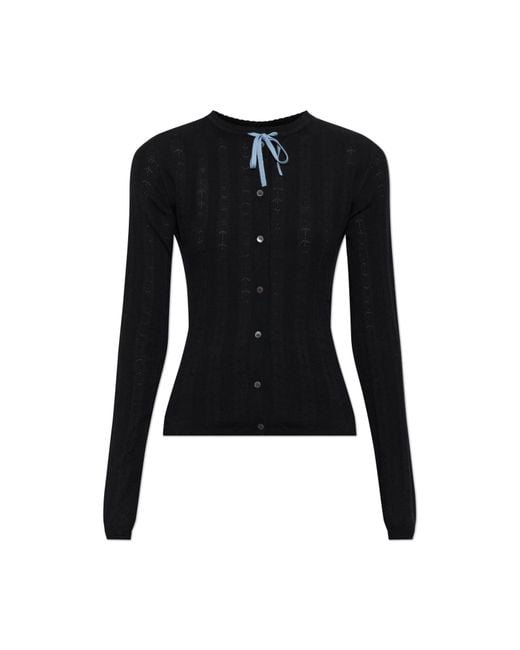 Marni Black Cardigan With Decorative Knit