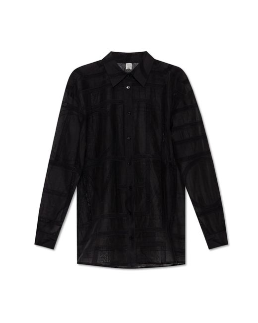 Totême  Black Toteme Shirt With Monogram