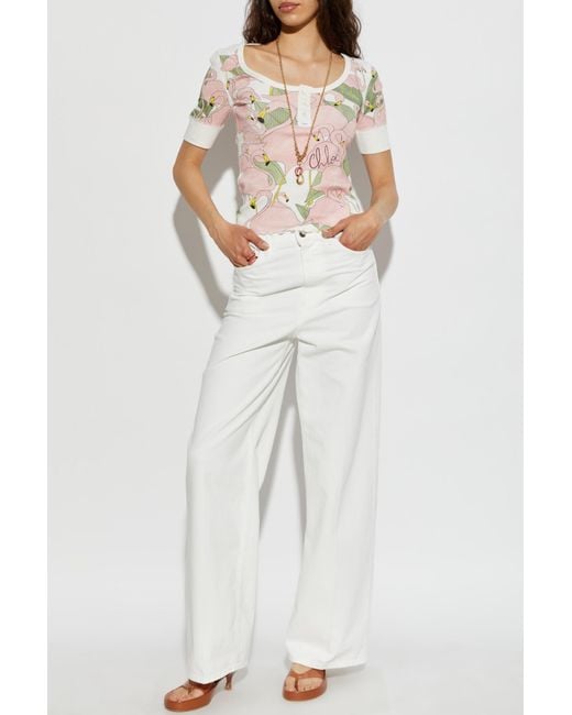 Chloé White Top With Print