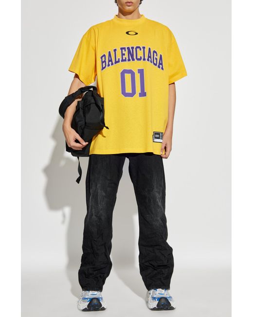 Balenciaga T-Shirt With Logo in Yellow for Men | Lyst