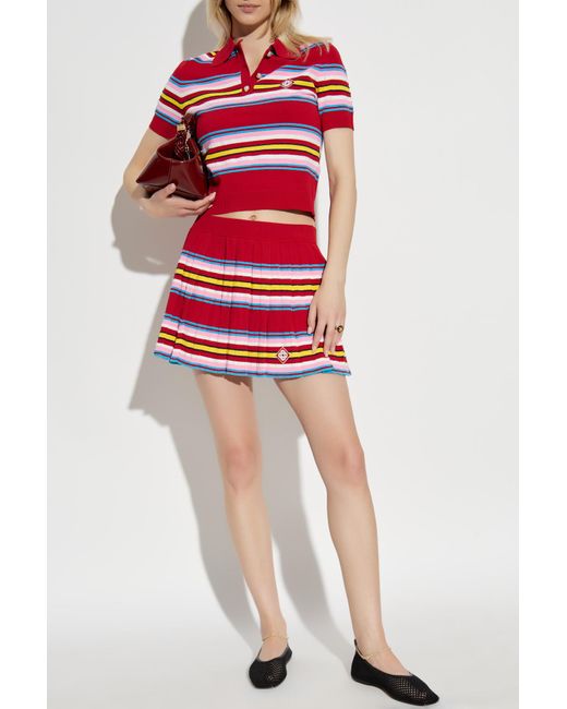 Casablanca Red Polo With Stripe Pattern