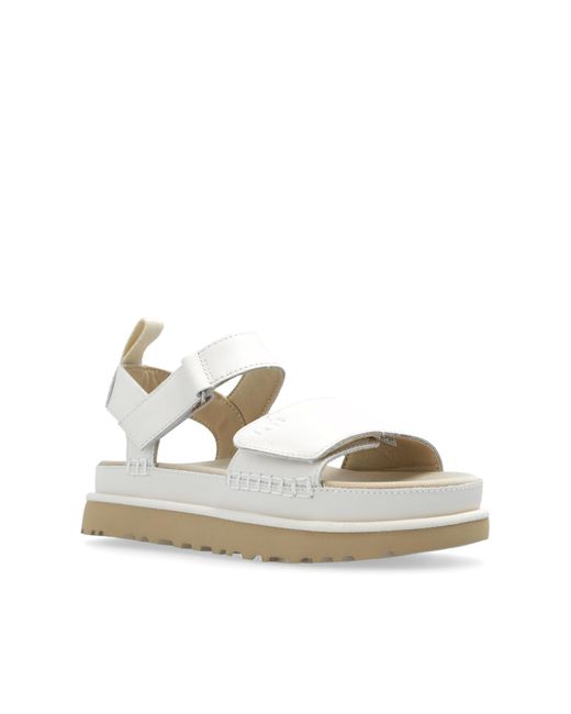 Ugg White 'goldenstar' Leather Platform Sandals,