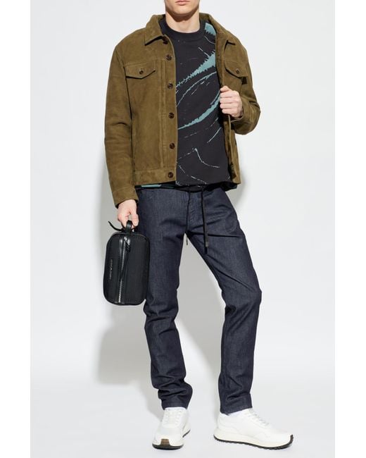 Emporio Armani Black Sweatshirt With A Patterned, Velvety Finish for men