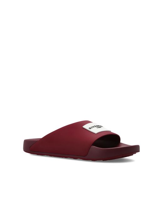 Givenchy Red Rubber Slides With Logo