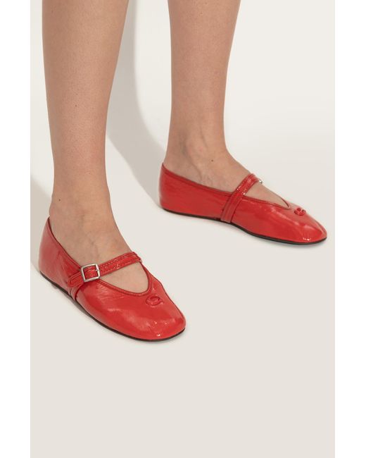 COACH Red Ballet Flats With Logo-Shaped Applique