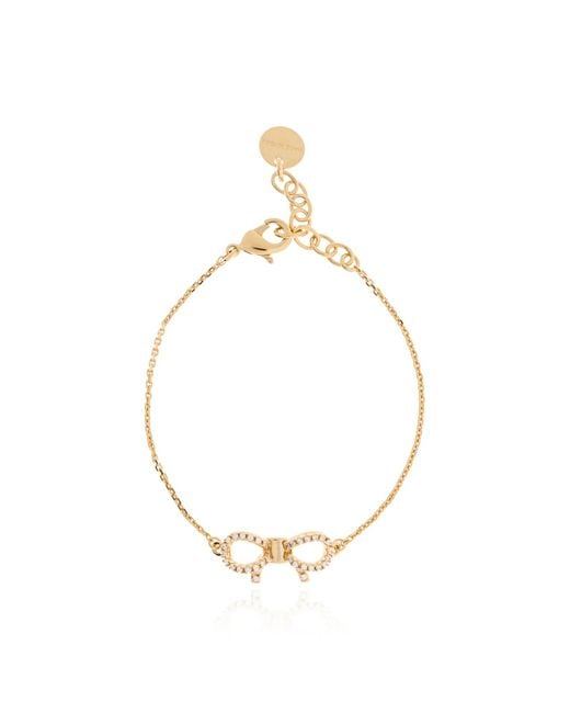 Ferragamo Metallic Bracelet With A Charm Featuring Shimmering Crystals