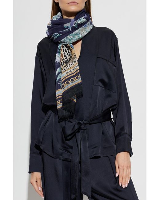 Ferragamo Blue Wool Scarf