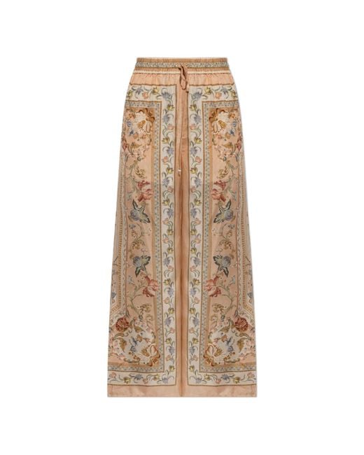 Zimmermann Natural Loose-Fit Silk Trousers