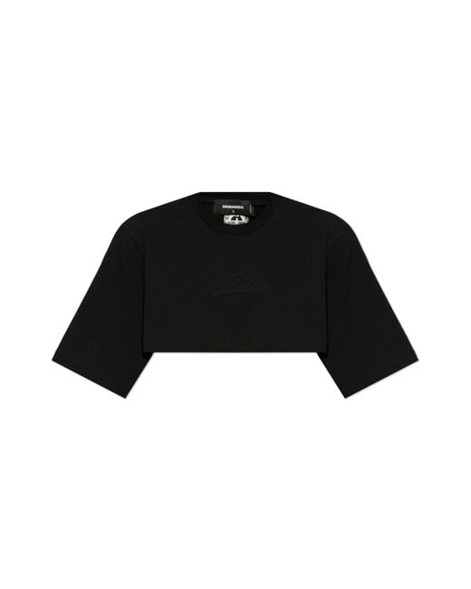 DSquared² Black Short Loose-Fitting T-Shirt