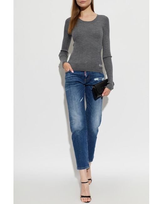 DSquared² Blue Fitted Cut Top