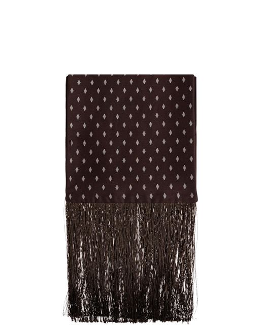 Ferragamo Brown Silk Scarf With Fringes for men