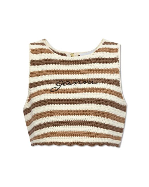 Ganni Natural Striped Pattern Top By ,