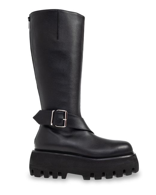 McQueen Black Leather Platform Shoes 'Sofa'