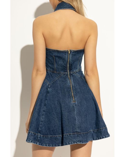 Self-Portrait Blue Denim Dress With Open Back