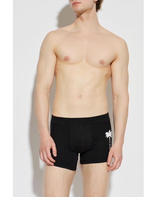 Palm Angels Black Two-Pack Of Boxers With Logo for men