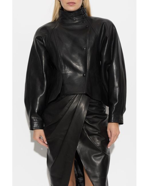 Balmain Black Leather Peplum Jacket
