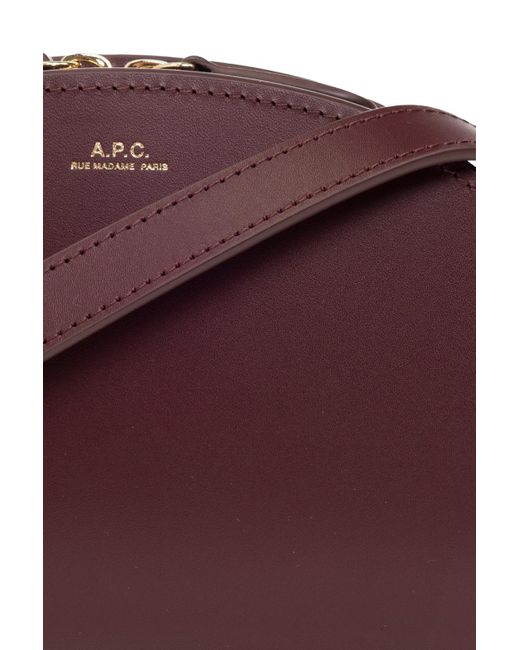 A.P.C. Leather 'luna Mini' Shoulder Bag in Burgundy (Red) | Lyst