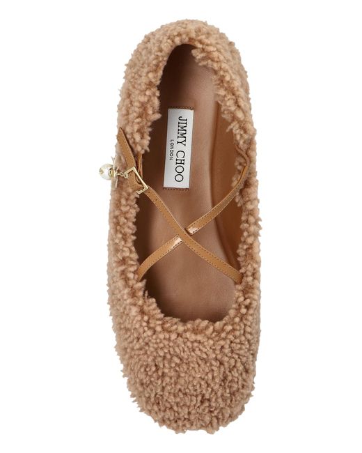 Jimmy Choo Natural Futrzane Ballerinas "Eleri"