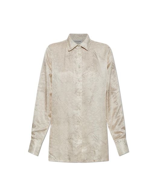 Golden Goose Deluxe Brand White Shirt With Floral Motif