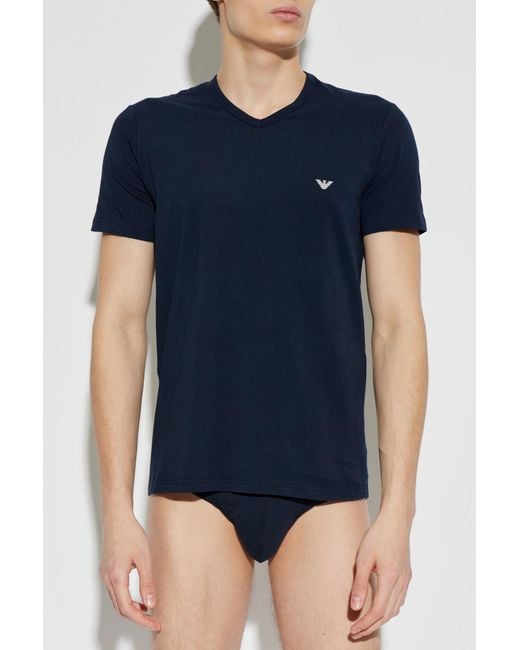 Emporio Armani Blue 2-Pack Of Underwear T-Shirts for men