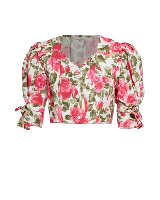 Chloé Red Short Top With A Floral Motif