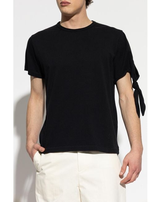 J.W. Anderson Black T-Shirt With A Knot On The Shoulder for men