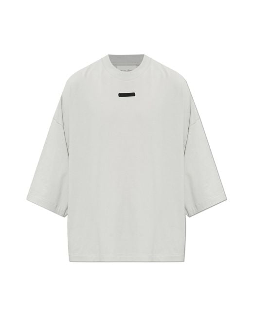 Fear Of God White Cotton T-Shirt With Sewn-In Logo for men