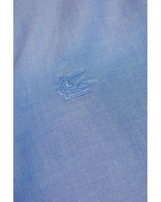 Etro Blue Cotton Shirt With Logo