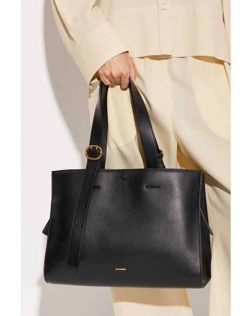 Jil Sander Black Leather 'Shopper' Bag
